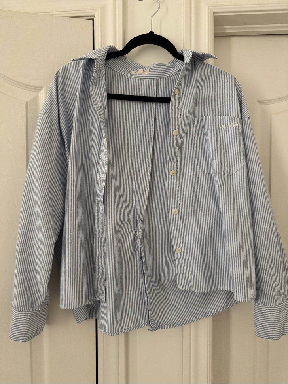 Djerf Avenue Light Blue & White Pinstripe Button-Up Shirt